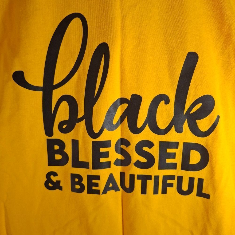 Black Blessed & Beautiful Short Sleeve Tee - Yellow